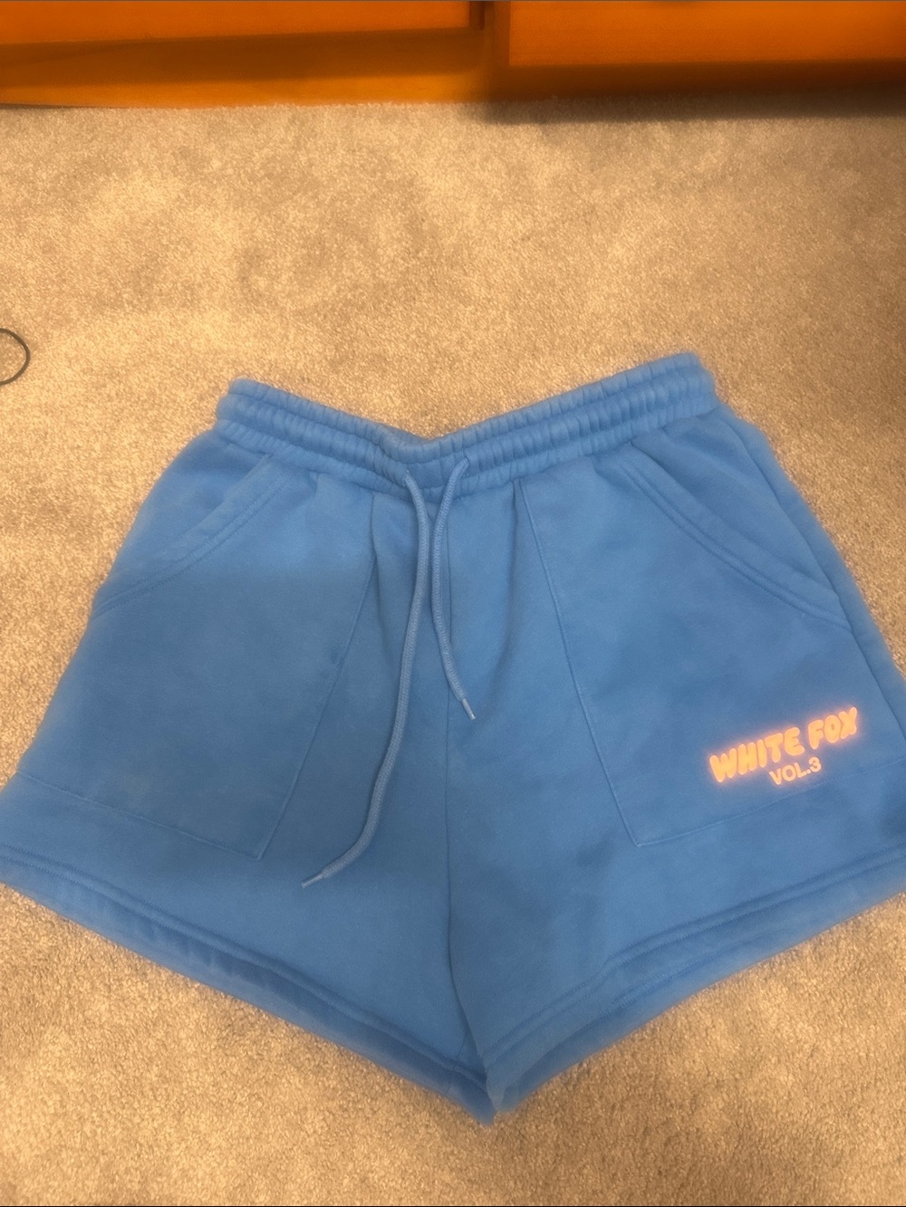 White Fox Blue Athletic Drawstring Shorts - Women's medium